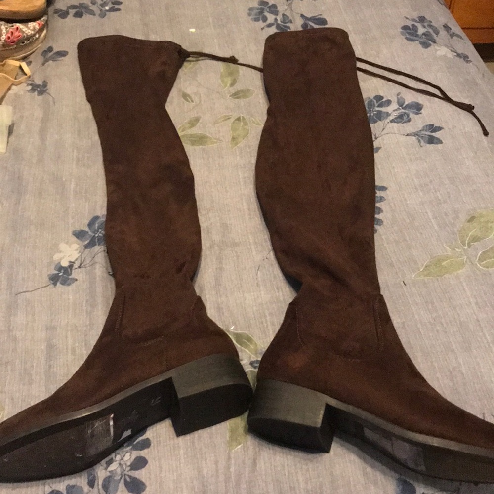 Brown knee high boots